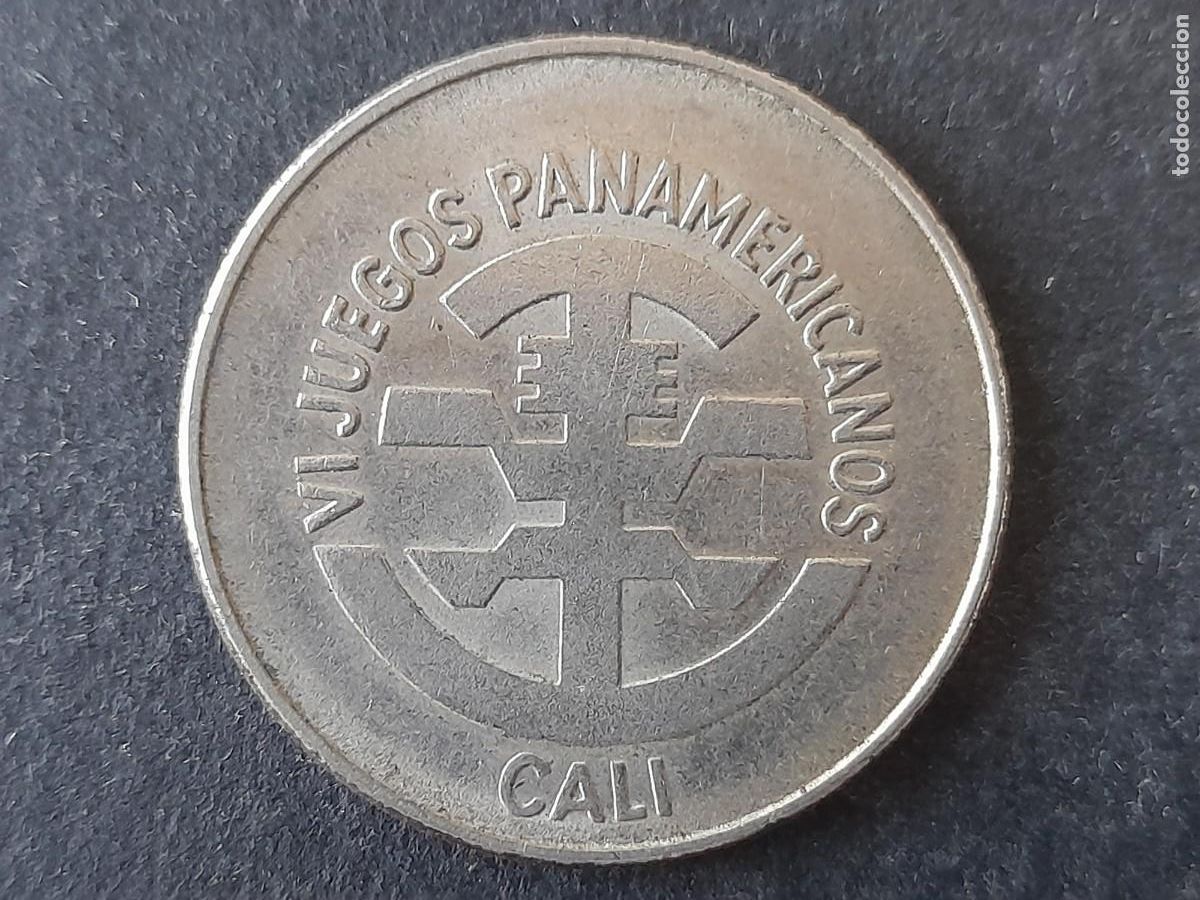 Old Coins of America: Moneda Republica de Colombia 5 Pesos 1971 KM 247 EBC conmemo VI Juegos Pan-Americanos en Cali