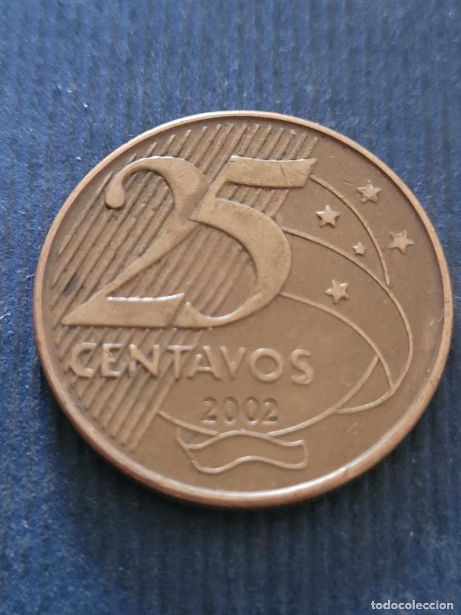 Monedas antiguas de Am&eacute;rica: Moneda 25 centavos 2002 Brasil - Foto 2
