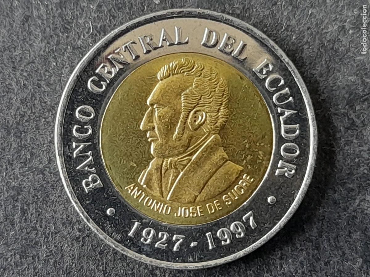 Monedas antiguas de Am&eacute;rica: Republica del Ecuador 100 Sucres 1997 KM 101 calidad SC 70 Aniversario del Banco Central