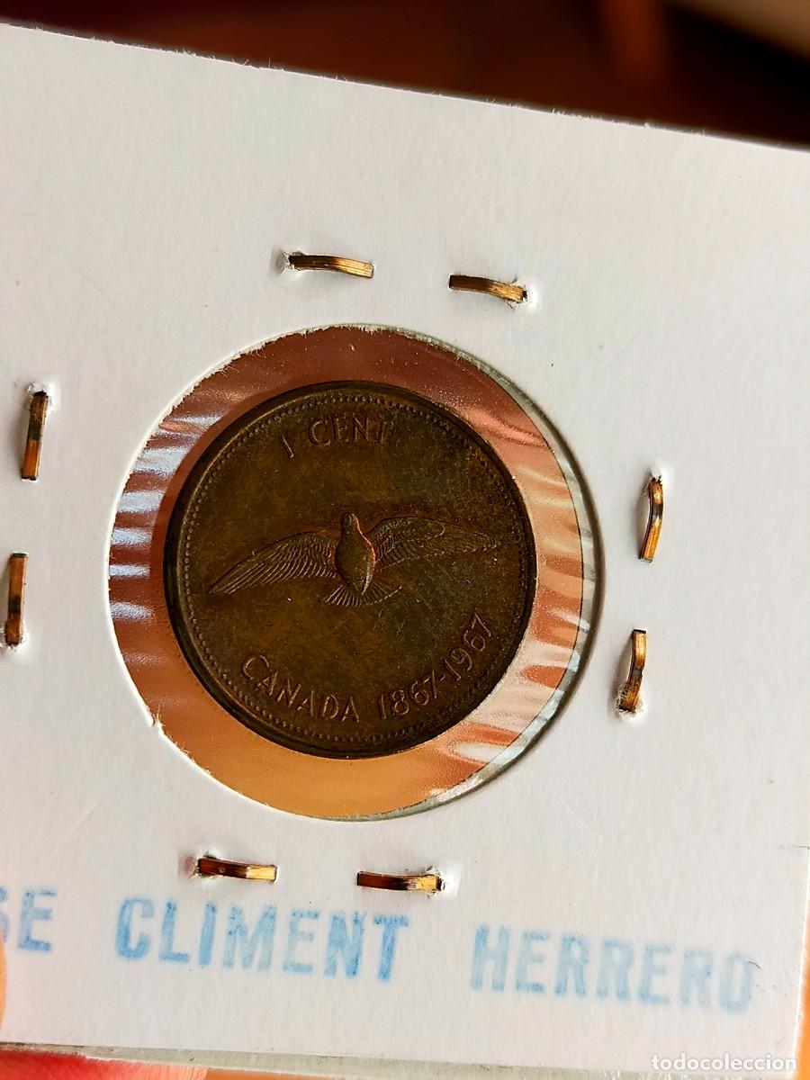 Alte M&uuml;nzen aus Amerika: MONEDA DE 1 UN CENT CENTAVO CANADA 1867 1967 MUY BUENA CONSERVACION CENTENARIO