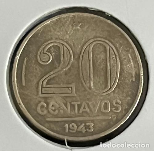 Monedas antiguas de Am&eacute;rica: Brazil Coin 20 Centavos 1943 - KM# 556 - Copper-Nickel - EB2033