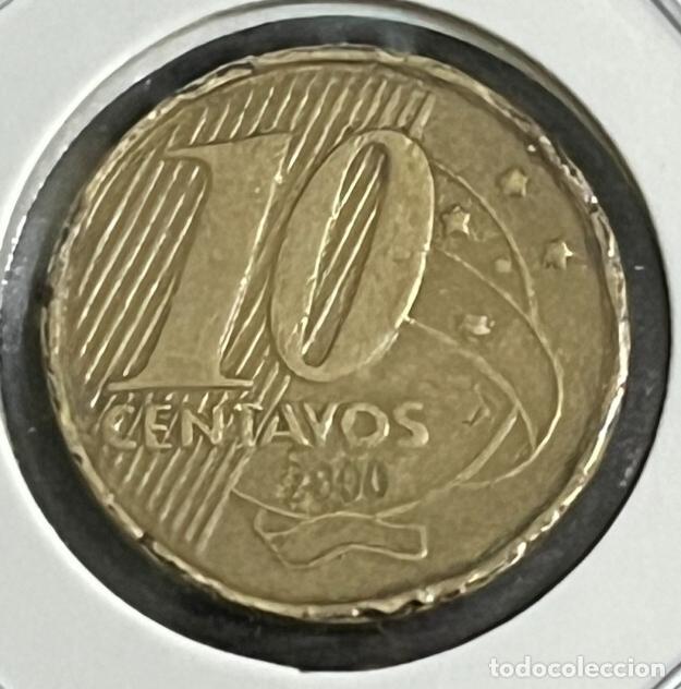 Monedas antiguas de Am&eacute;rica: Brazil Coin 10 Centavos 2000 - Brass plated Steel - KM# 649 - eb2000