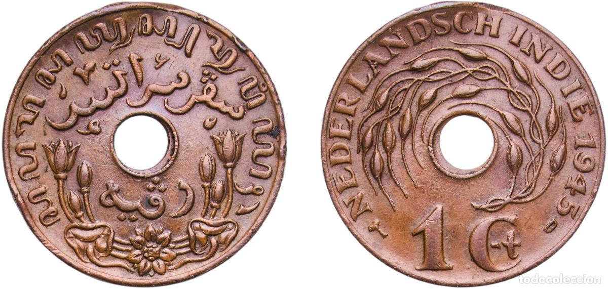 Monedas antiguas de Am&eacute;rica: Indonesia Netherlands East Indies 1945 D 1 Cent - Wilhelmina Bronze Denver Mint (133800000) 3.92g X