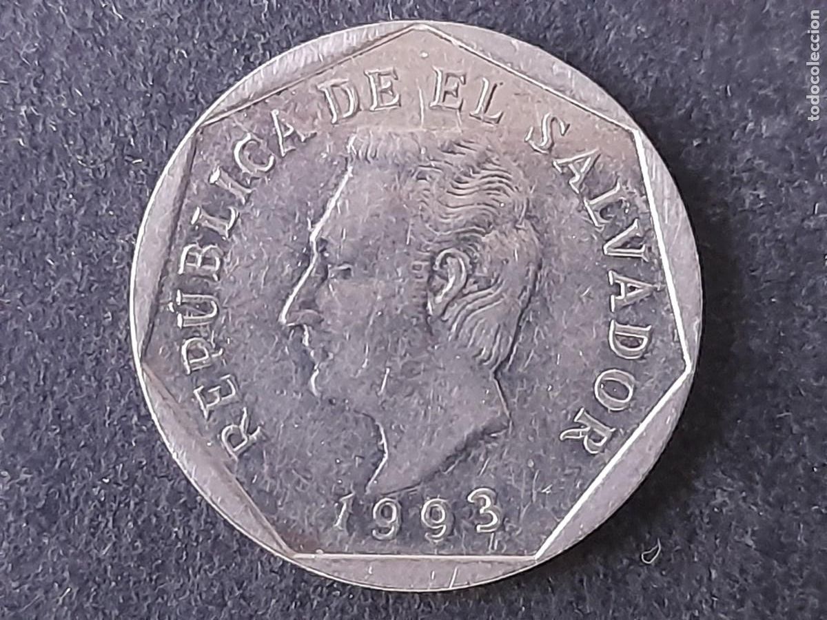 Monedas antiguas de Am&eacute;rica: Moneda Republica de El Salvador 10 Centavos 1993 Francisco Moraz&aacute;n, KM 155a calidad EBC