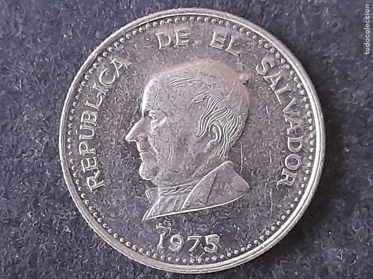 Moedas antigas da Am&eacute;rica: Moneda Republica de El Salvador 25 Centavos 1975 Jos&eacute; Mat&iacute;as Delgado, KM 139 calidad EBC