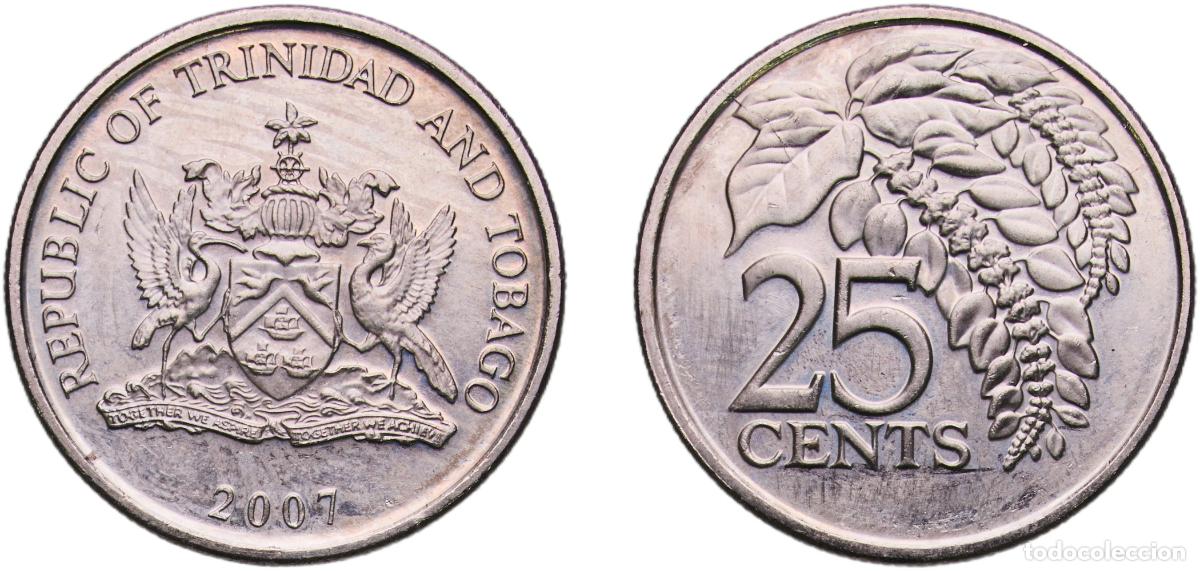 Alte M&uuml;nzen aus Amerika: Trinidad and Tobago Commonwealth 2007 25 Cents (Non-Magnetic) Copper-nickel Royal Mint 3.56g UNC K
