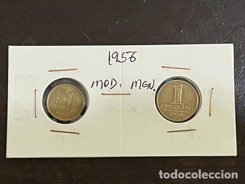 Moedas antigas da Am&eacute;rica: Brazil 2 Coins 50 centavos and 1 Cruzeiro 1956 Aluminium-Bronze 007