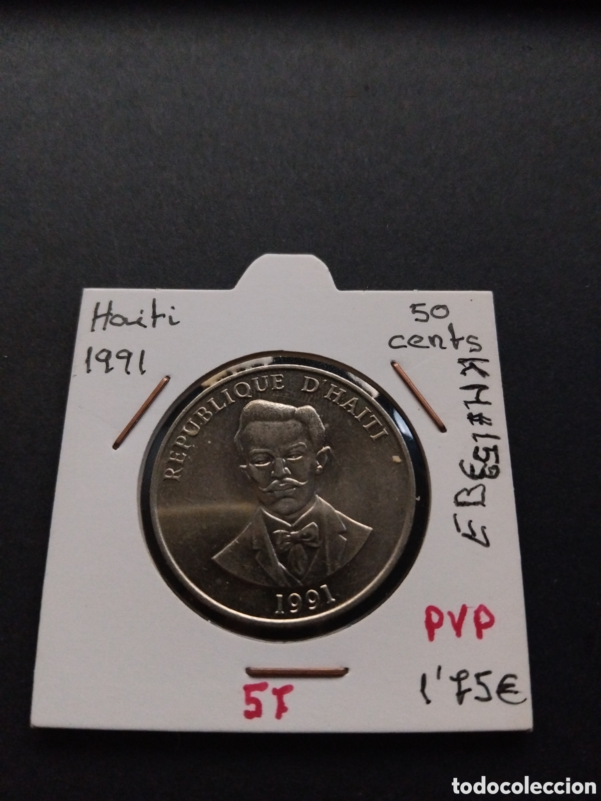 Monedas antiguas de Am&eacute;rica: Hait&iacute;. 1991. 50 C&eacute;ntimos. KM # 153.