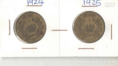 Monnaies anciennes d'Am&eacute;rique: Coin Monedas brasile&ntilde;as 1000 Reis 1924 y 1000 R&eacute;is 1925, bronce aluminio 002