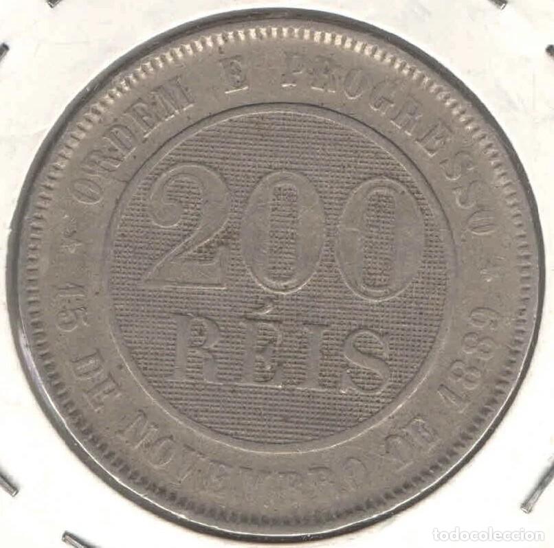 Monnaies anciennes d'Am&eacute;rique: 200 Reis Coin Moneda 1893 Brasilien M&uuml;nze - Copper Nickel - KM# 493 - EB426