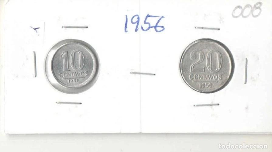 Alte M&uuml;nzen aus Amerika: Brazilian coins 10 and 20 centavos 1956 aluminum - 008