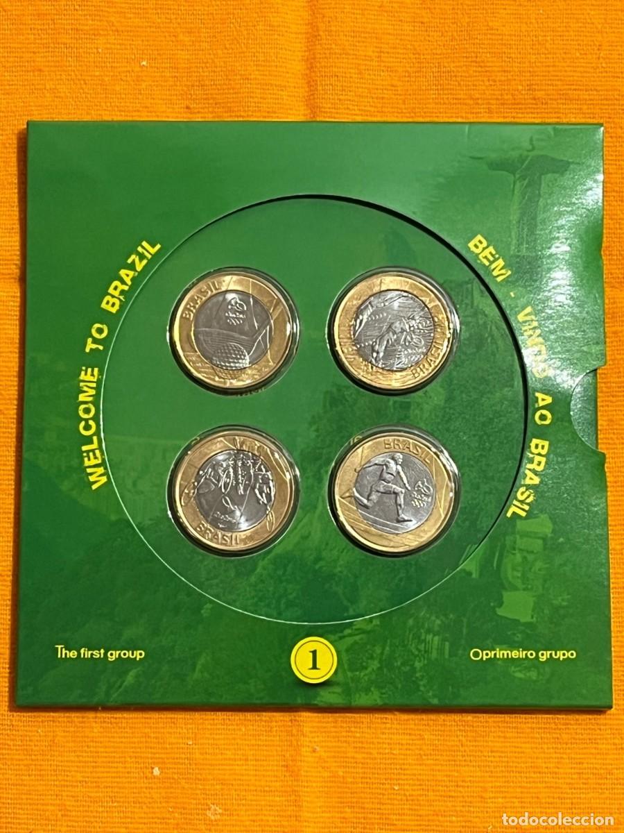 Old Coins of America: 4 Olympic coins in the Brazil 2016 collector's booklet - Group 1