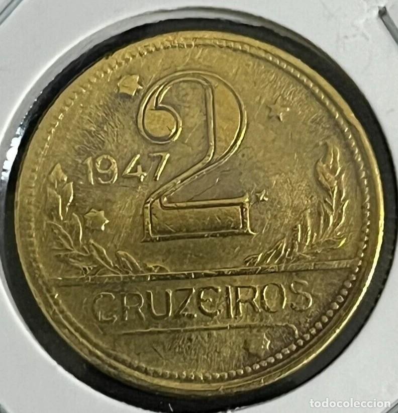 Moedas antigas da Am&eacute;rica: Moneda de Brasil de 2 cruzeiros de 1947 - aluminum bronze - KM# 559 - EB943