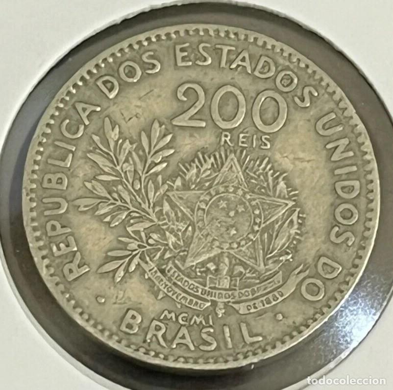 Old Coins of America: Brazilian 200 Reis MCMI (1901) copper-nickel coin 1052 KM 504 eb1052