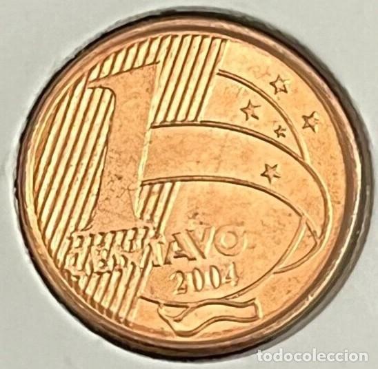 Moedas antigas da Am&eacute;rica: 1 Centavo 2004 Brazil Coin - Copper plated Steel - KM# 647 - EB1102 UNC