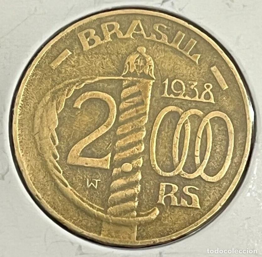 Moedas antigas da Am&eacute;rica: 2000 Reis Brazil Coin 1938 - Aluminum-Bronze- KM# 548 - eb1086