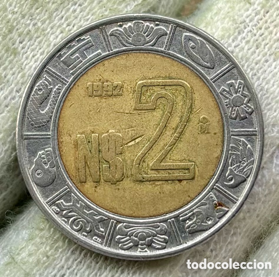 Monedas antiguas de Am&eacute;rica: Moneda M&Eacute;XICO 2 Pesos 1992 - Foto 1