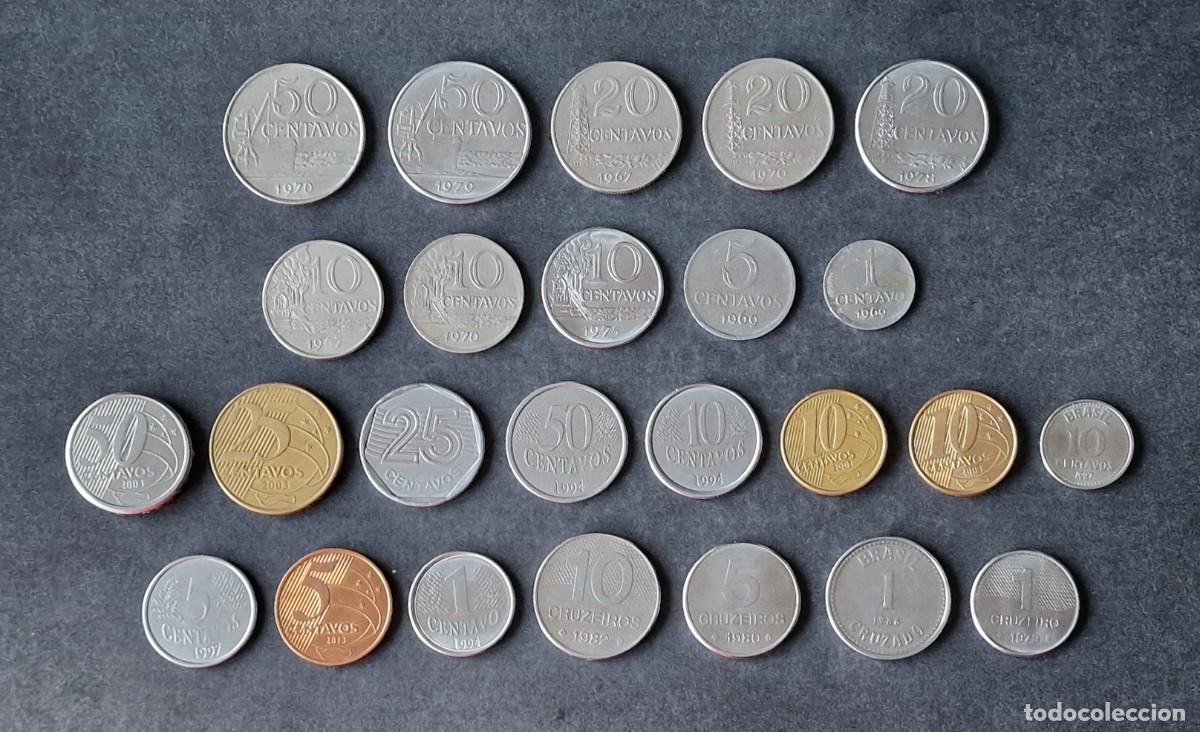 Monedas antiguas de Am&eacute;rica: 25 MONEDAS DE BRASIL DE DIFERENTE MODELO (1) - Foto 1