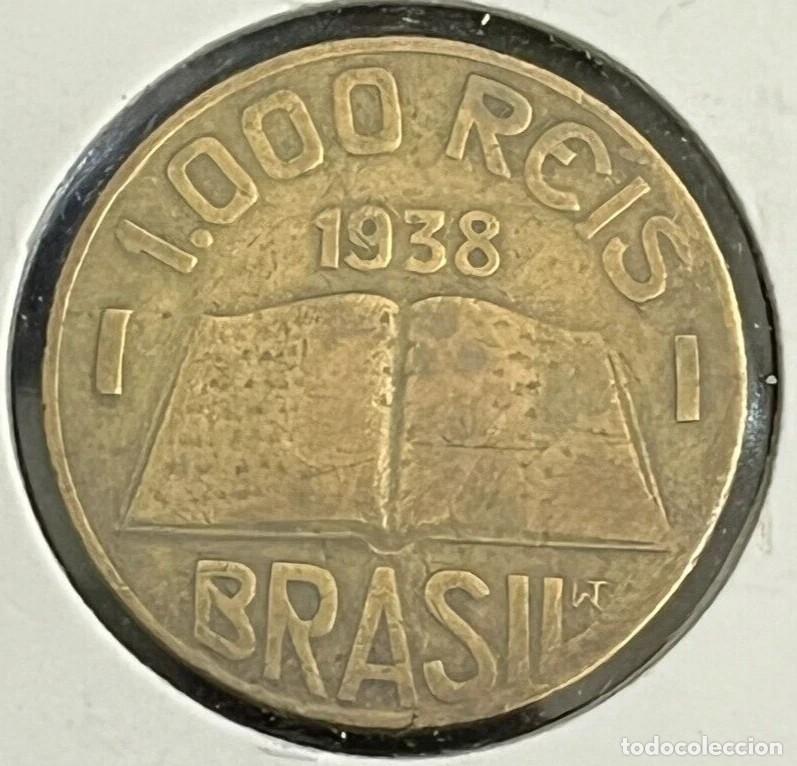 Old Coins of America: Brazil Coin 1000 Reis 1938 - Aluminum-Bronze - KM# 548 - eb1109