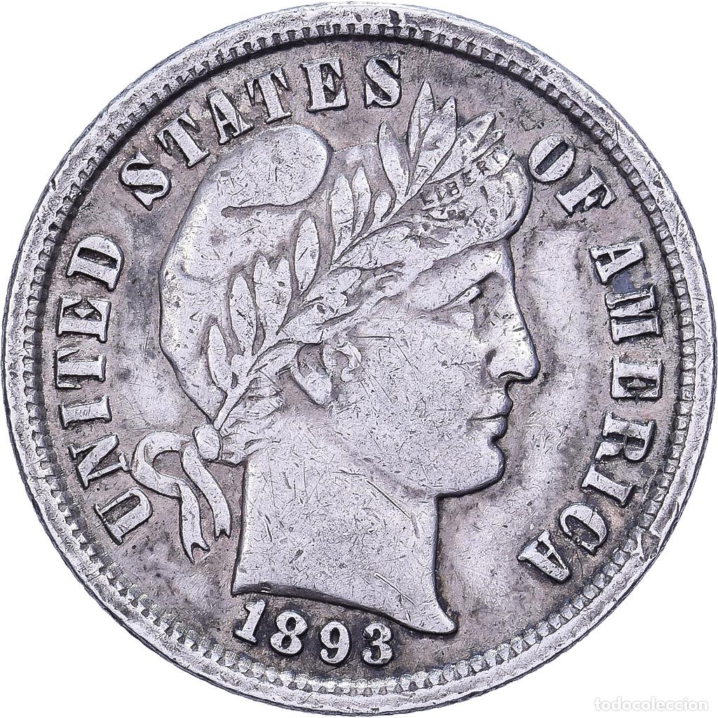Monedas antiguas de Am&eacute;rica: [#639324] Estados Unidos, Dime, Barber, 1893, U.S. Mint, Plata, MBC, KM:113