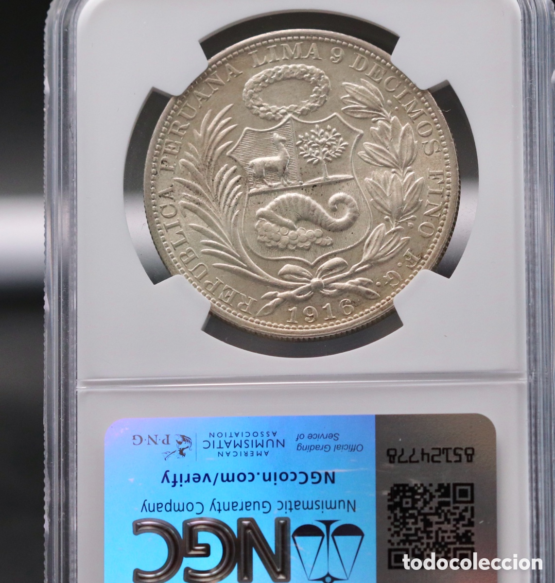 Monedas antiguas de Am&eacute;rica: Per&uacute;, 1 Sol. 1916. NGC MS62 - Foto 2