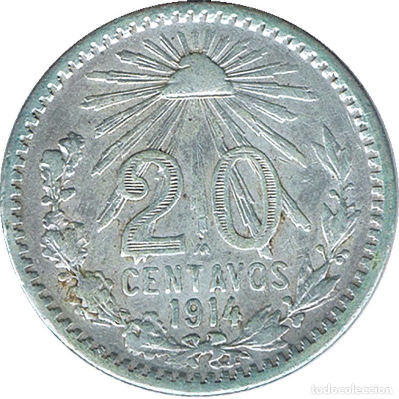 Old Coins of America: MEXICO MONEDA DE PLATA 20 CENTAVOS 1914