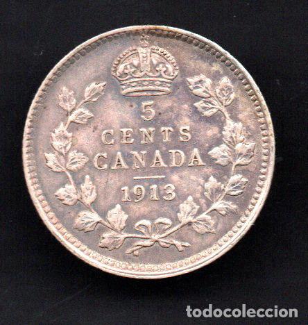 Monedas antiguas de Am&eacute;rica: CANADA - 5 CENTAVOS 1913 de PLATA - Foto 2