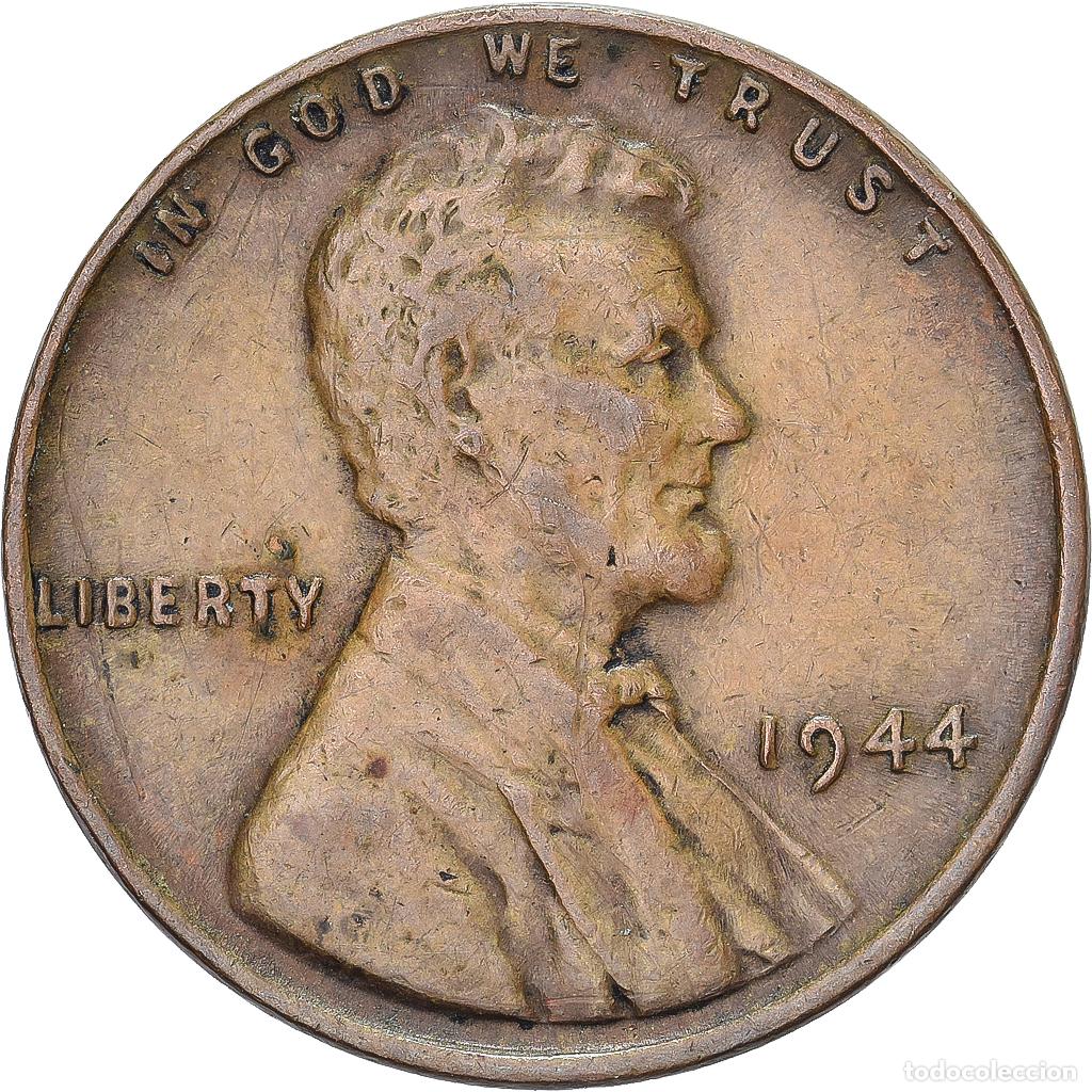 Old Coins of America: [#639464] Estados Unidos, Cent, Lincoln, 1944, U.S. Mint, Lat&oacute;n, MBC, KM:A132