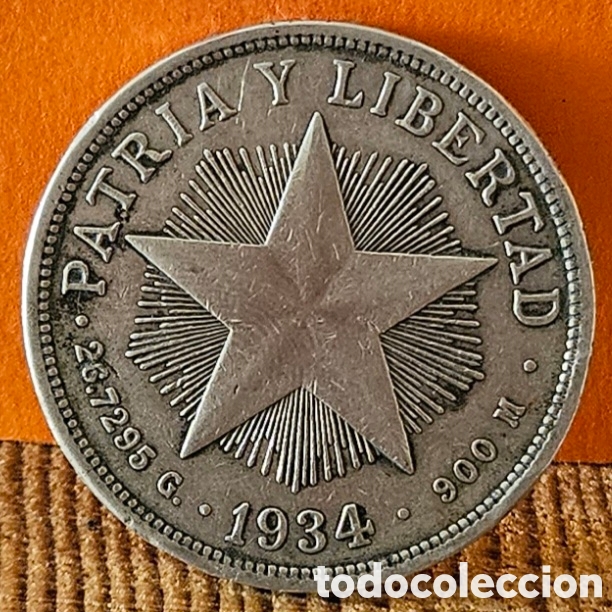 Old Coins of America: CUBA, UN PESO, 1934. PLATA.