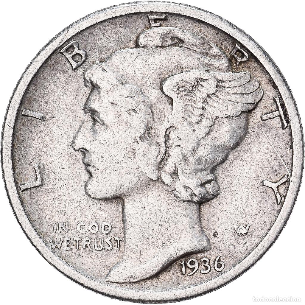 Old Coins of America: [#639501] Estados Unidos, Dime, Mercury, 1936, U.S. Mint, Plata, MBC, KM:140