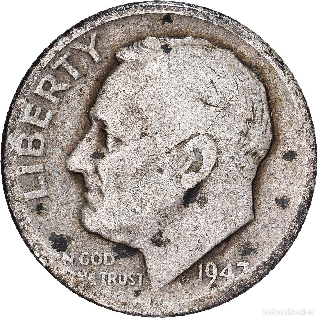 Monedas antiguas de Am&eacute;rica: [#639510] Estados Unidos, Dime, Roosevelt, 1947, U.S. Mint, Plata, BC+, KM:195