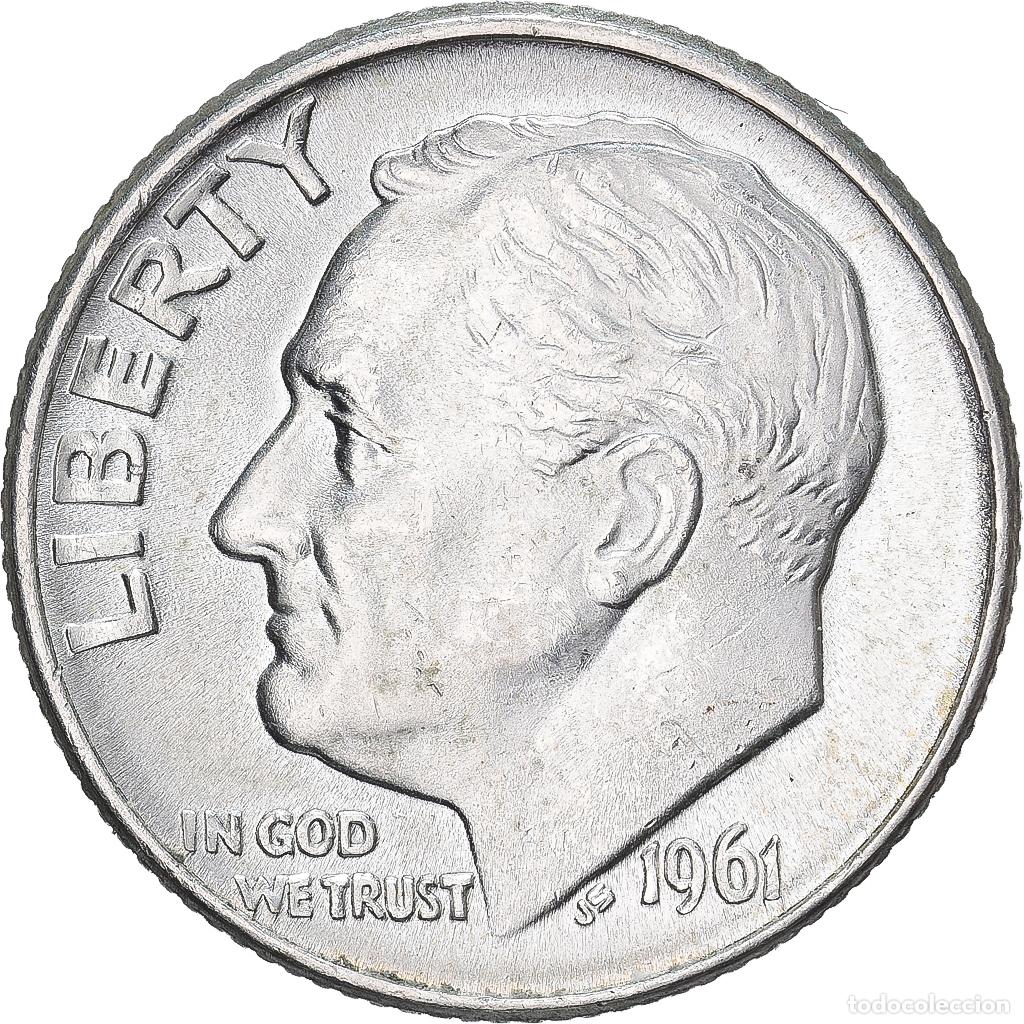 Monedas antiguas de Am&eacute;rica: [#639512] Estados Unidos, Dime, Roosevelt, 1961, U.S. Mint, Plata, MBC+, KM:195