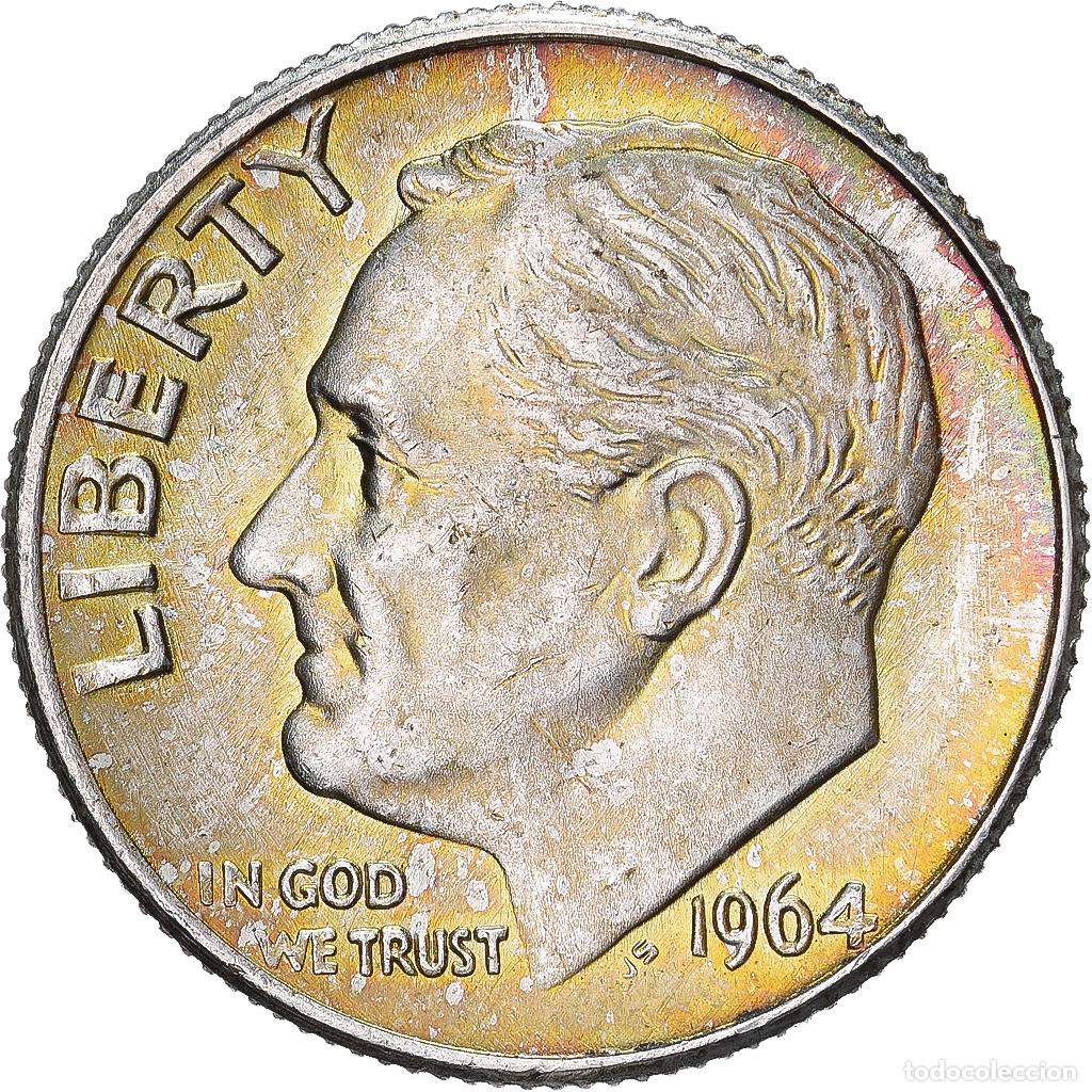 Monedas antiguas de Am&eacute;rica: [#639520] Estados Unidos, Dime, Roosevelt, 1964, U.S. Mint, Plata, MBC+, KM:195
