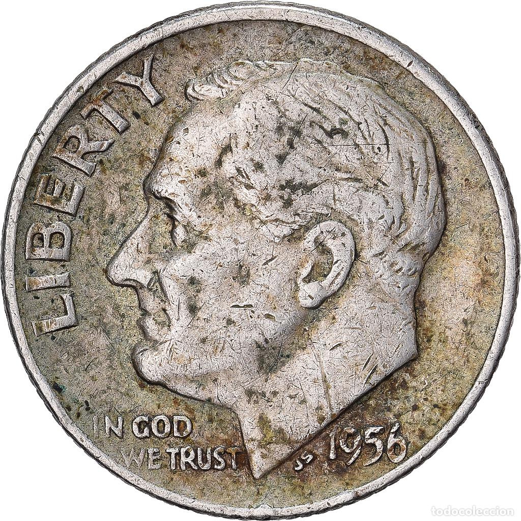 Monedas antiguas de Am&eacute;rica: [#639532] Estados Unidos, Dime, Roosevelt, 1956, U.S. Mint, Plata, BC+, KM:195