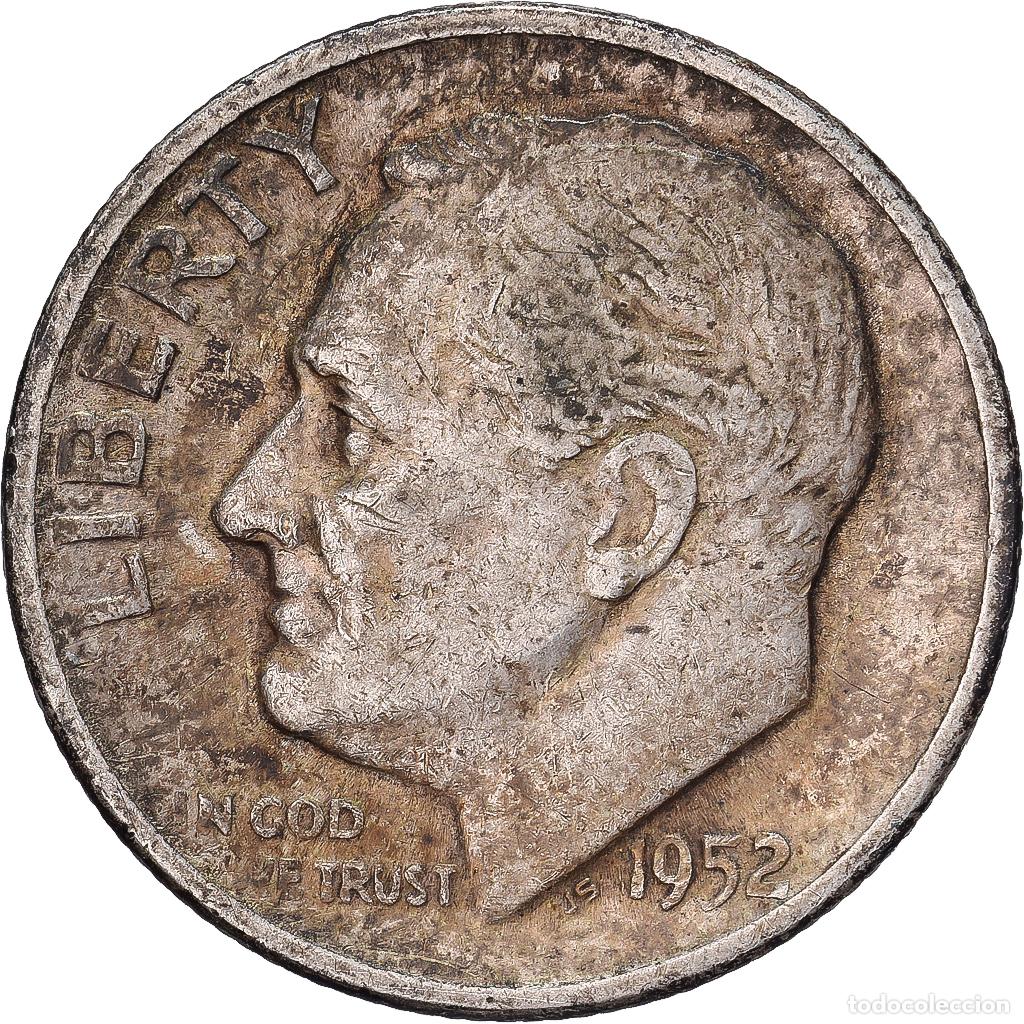 Monedas antiguas de Am&eacute;rica: [#639534] Estados Unidos, Dime, Roosevelt, 1952, U.S. Mint, Plata, BC+, KM:195