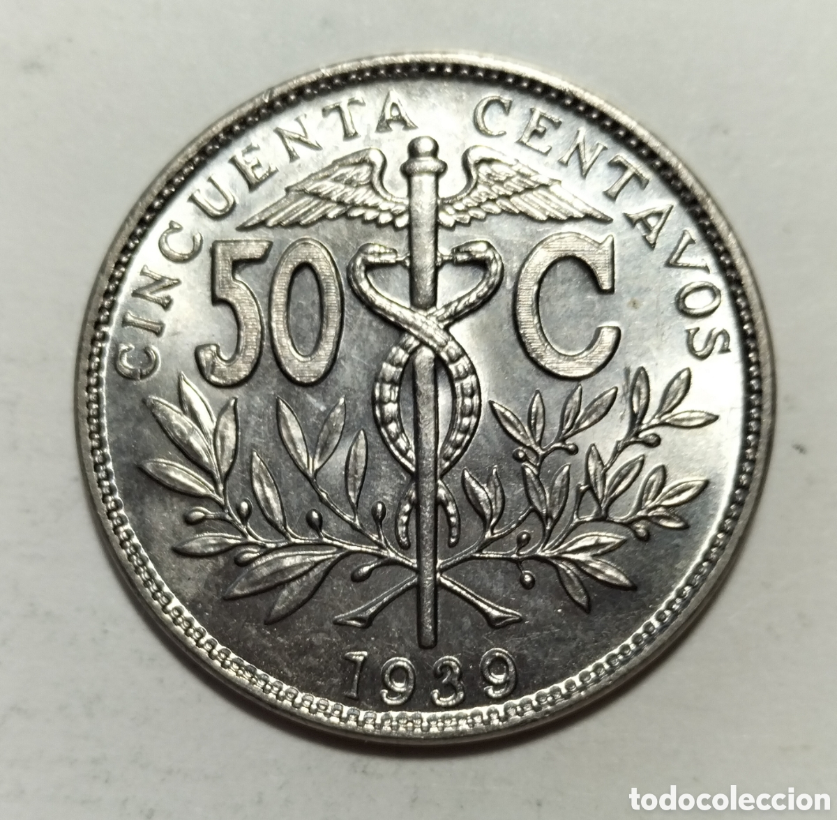 Alte M&uuml;nzen aus Amerika: Moneda 50 Centavos 1939 Bolivia.