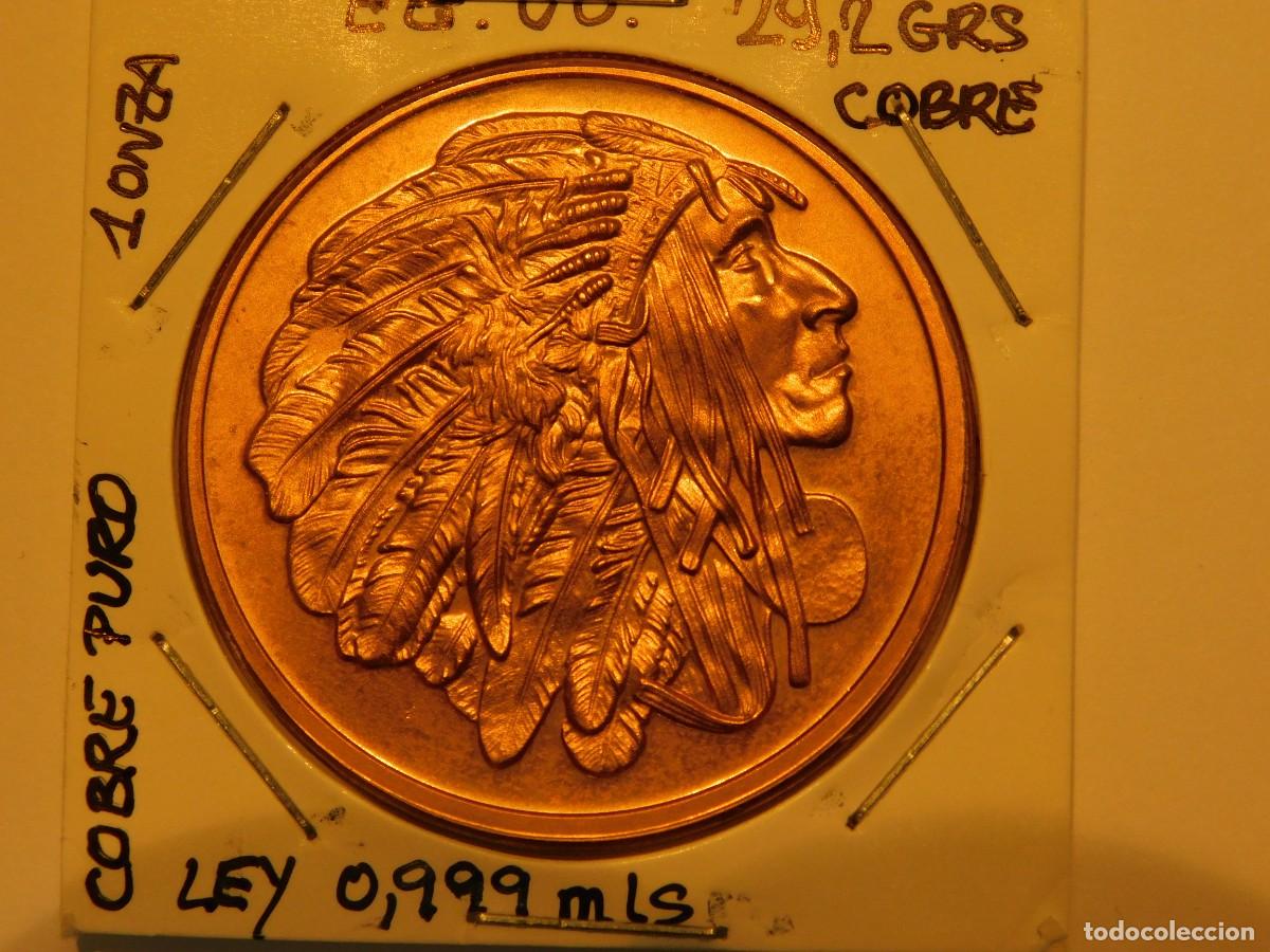 Monedas antiguas de Am&eacute;rica: MEDALLA DE COBRE PURO SERIE INDIOS AMERICANOS (E.B.C.) E.E.U.U. - Foto 1