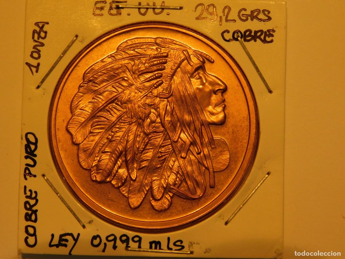 Monedas antiguas de Am&eacute;rica: MEDALLA DE COBRE PURO SERIE INDIOS AMERICANOS (E.B.C.) E.E.U.U. - Foto 3