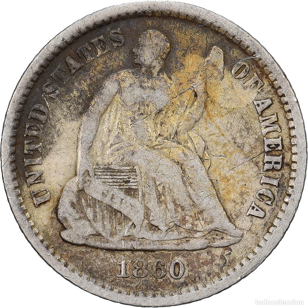 Monete antiche di America: [#1509136] Estados Unidos, Half Dime, Seated Liberty, 1860, New Orleans, Plata, BC+