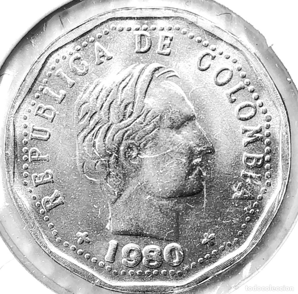 Moedas antigas da Am&eacute;rica: COLOMBIA (1911-1989) - 50 CENTAVOS 1980 - A - 4,40 GR. ACERO NIQUELADO - DIAMETRO 23,30 mm - KM#244.