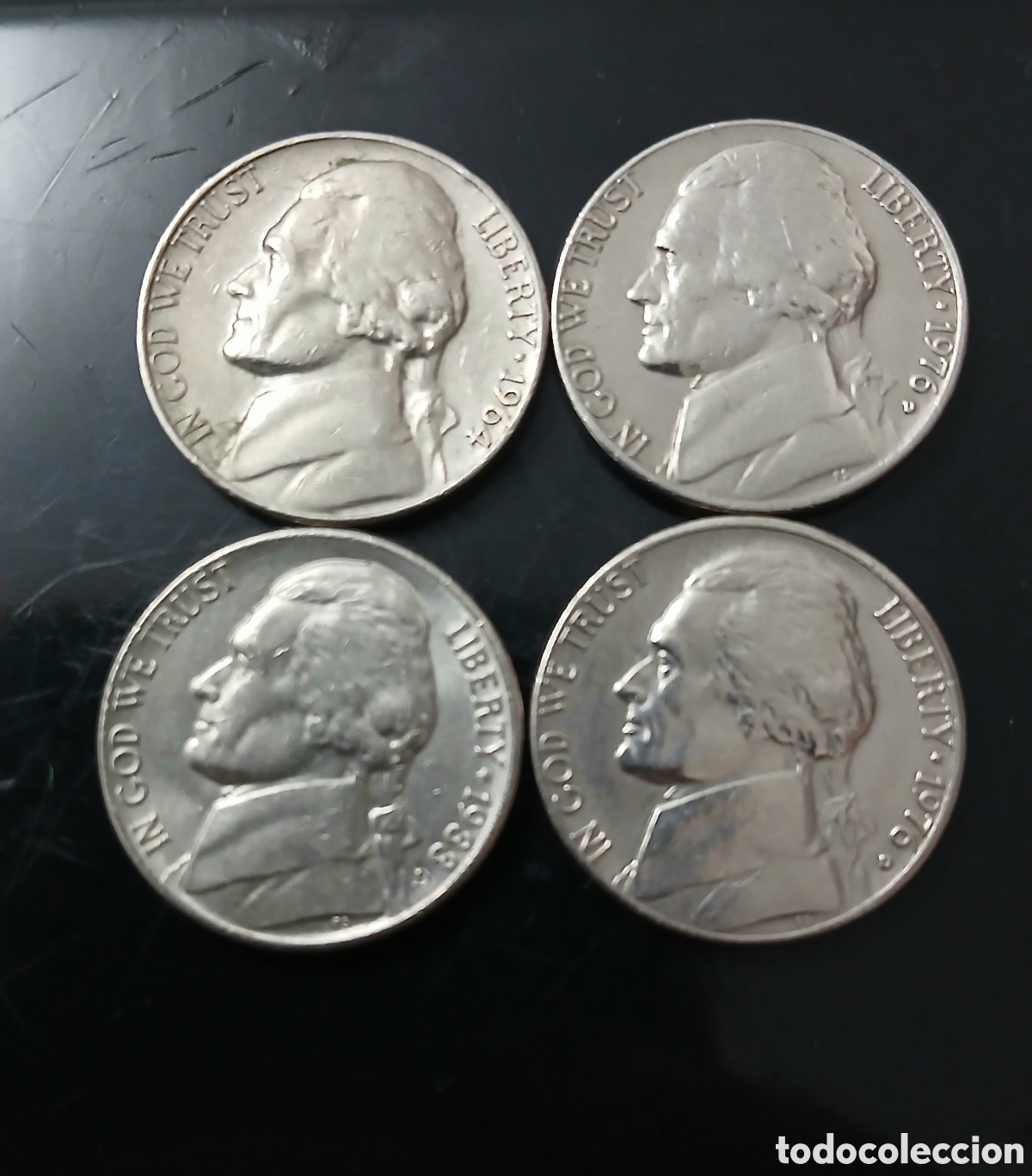 Monedas antiguas de Am&eacute;rica: 4 MONEDAS DE 5 CENTAVOS JEFFERSON EN EBC - Foto 1