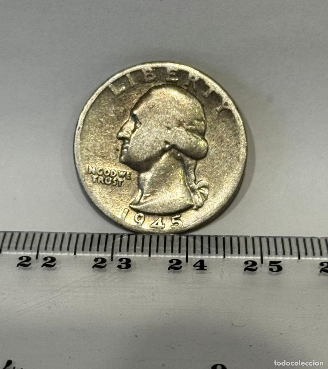 Monedas antiguas de Am&eacute;rica: Moneda plata cuarto de dolar EEUU 1945 - Foto 1