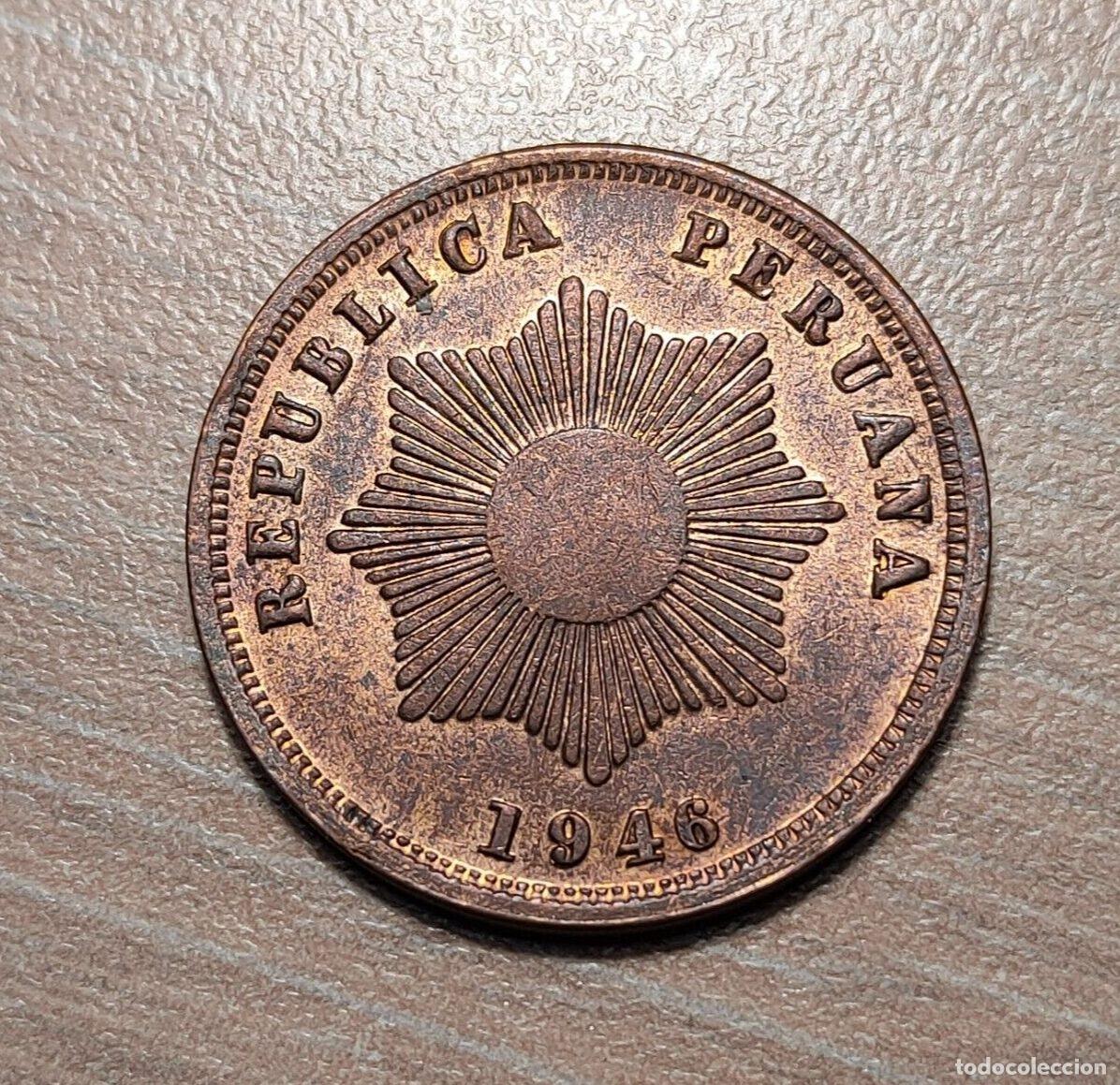 Monedas antiguas de Am&eacute;rica: PERU 2 CENTAVOS 1946 EBC - Foto 1
