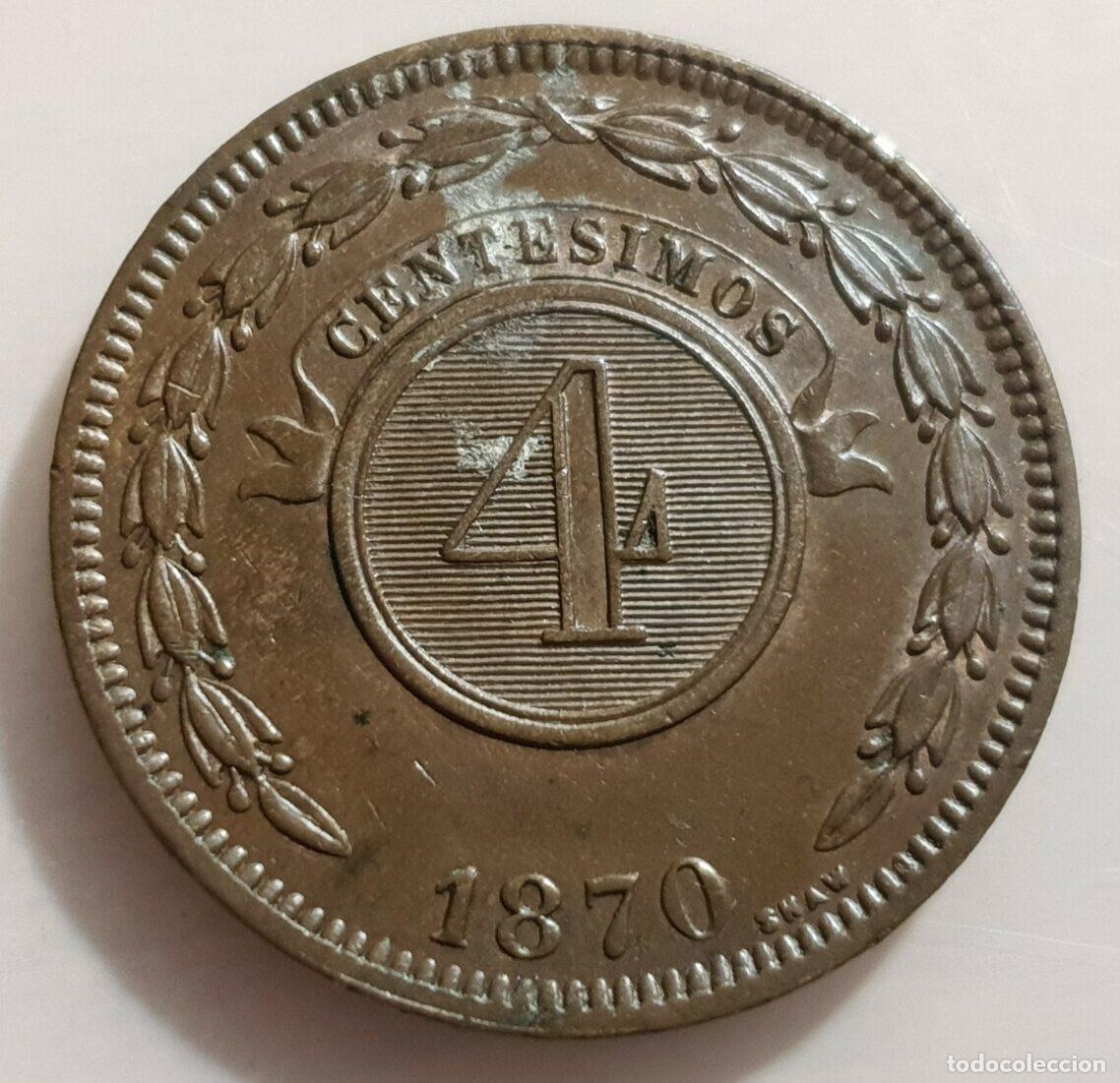 Monedas antiguas de Am&eacute;rica: PARAGUAY 4 CENTESIMOS 1870 - Foto 4