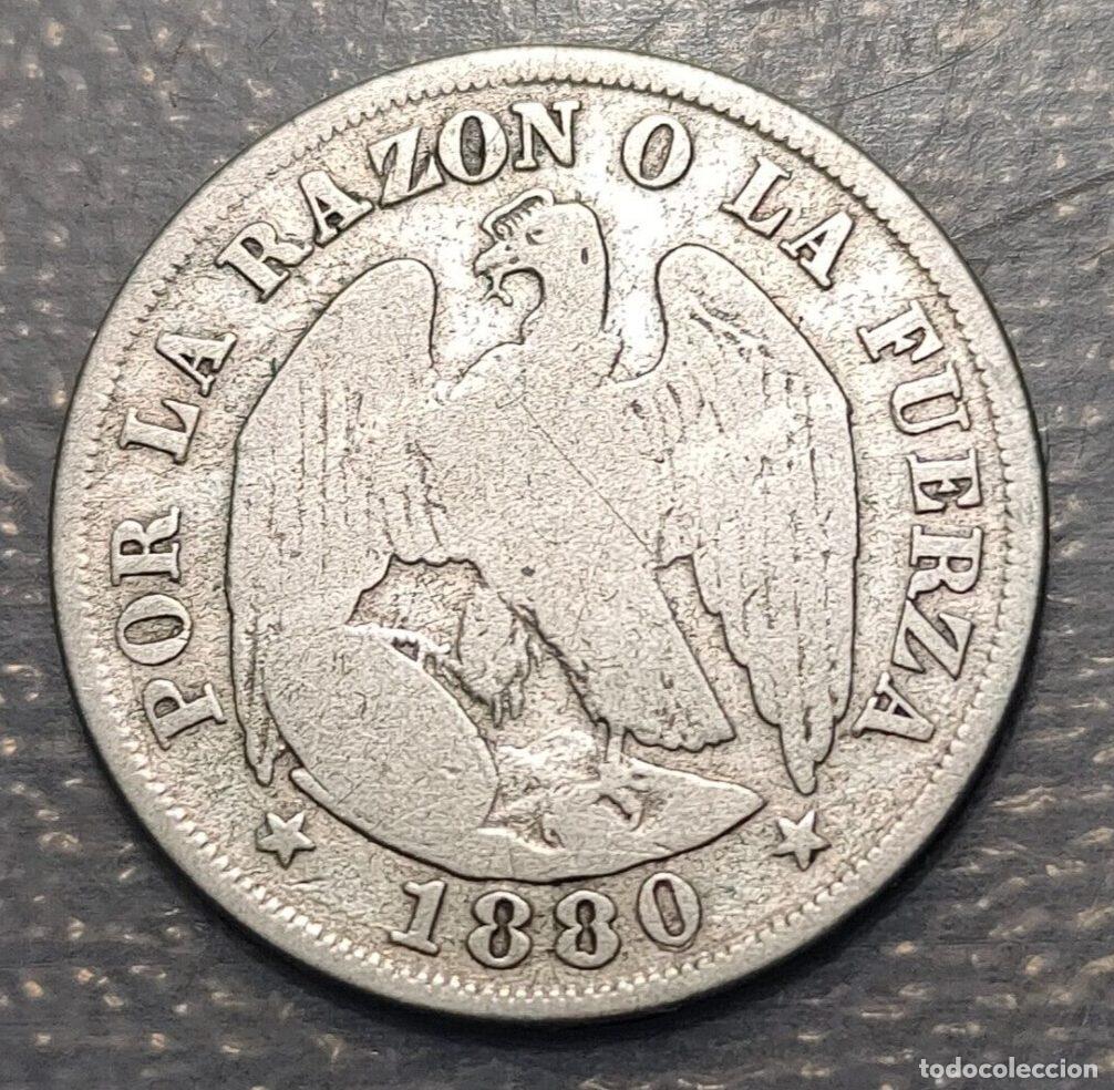 Monedas antiguas de Am&eacute;rica: CHILE 20 CENTAVOS 1880 BC - Foto 2