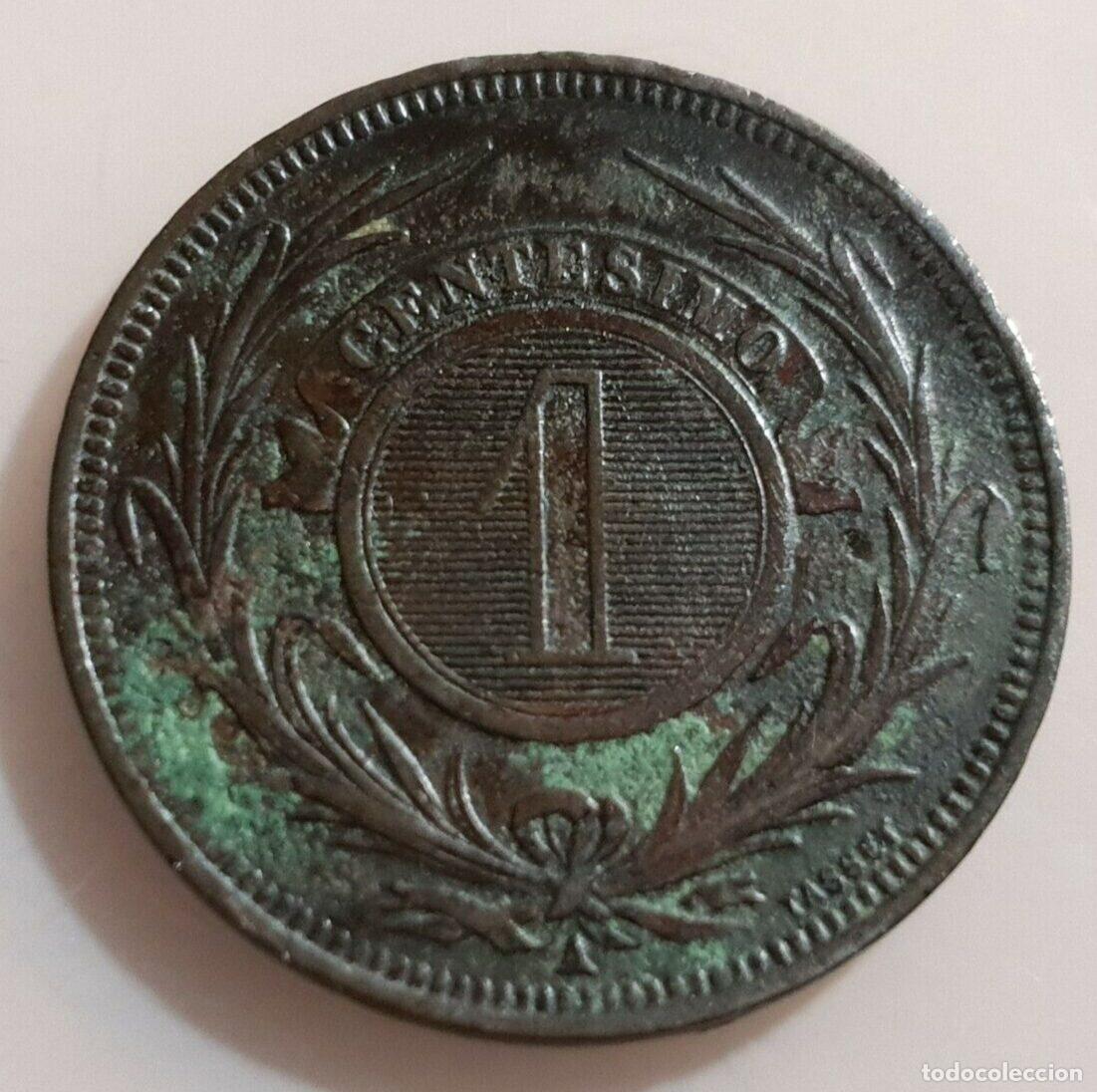 Monedas antiguas de Am&eacute;rica: URUGUAY 1 CENTESIMO 1869 A MBC- - Foto 4