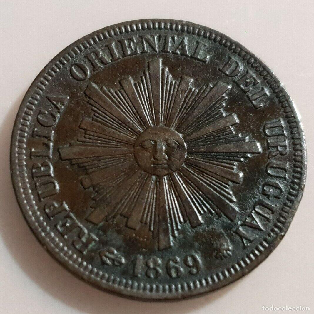 Monedas antiguas de Am&eacute;rica: URUGUAY 1 CENTESIMO 1869 A MBC- - Foto 2
