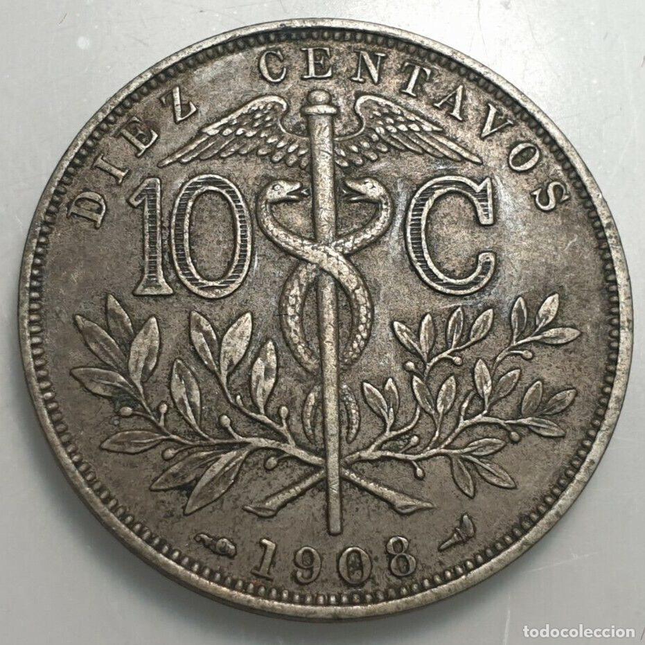 Monedas antiguas de Am&eacute;rica: BOLIVIA 10 CENTAVOS 1908 MBC - Foto 2