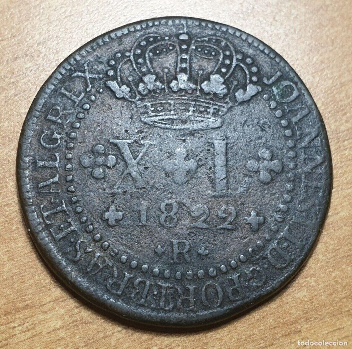 Alte M&uuml;nzen aus Amerika: BRASIL PORTUGAL JOAO VI LX REIS 40 REIS 1822 R MBC-