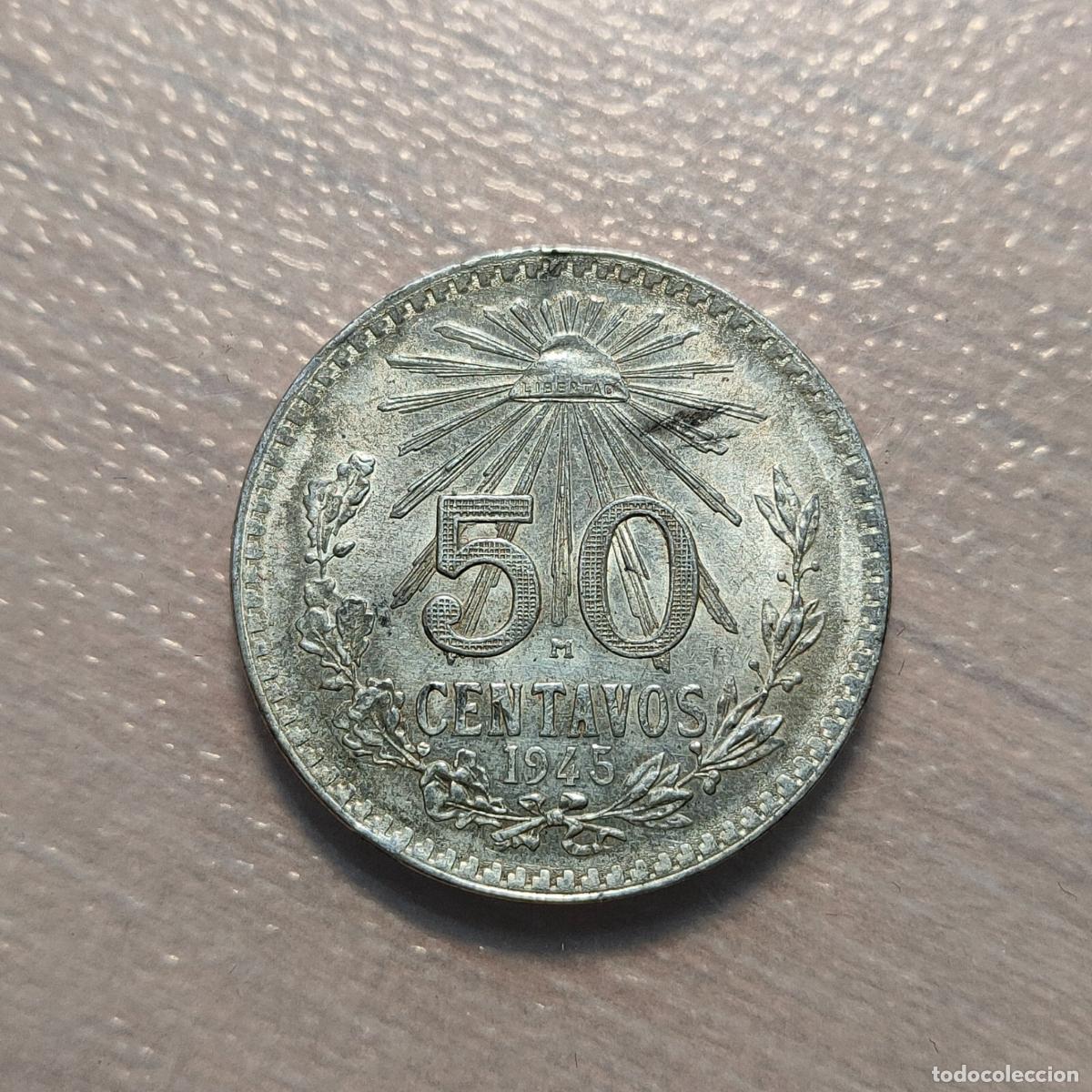 Monedas antiguas de Am&eacute;rica: MEXICO 50 CENTAVOS 1945 EBC+/SC - Foto 4